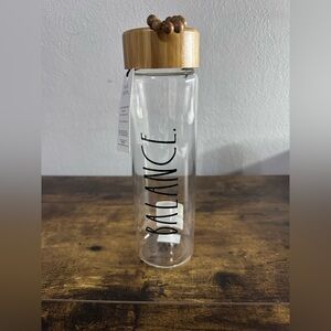 Rae Dunn Glass Hydration Bottle 22oz | Bamboo Lid | New w/ Tag 🖤🌼